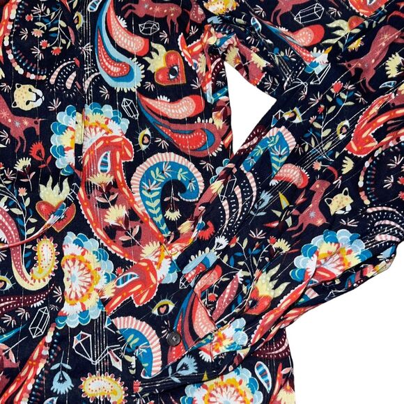 Paisley Long Sleeve V-Neck Blouse Animal Print Mystical - Picture 6 of 12